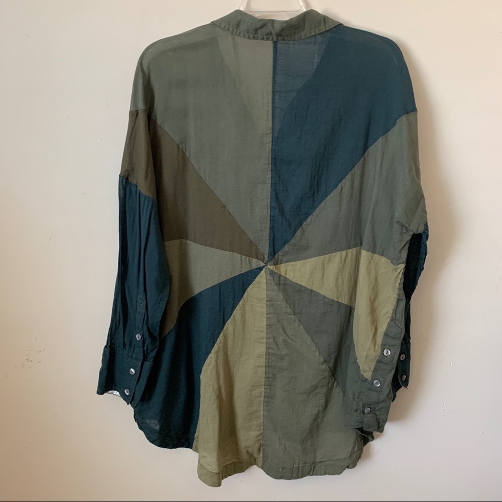 Free People Rainbow Rays Green Oversized Top size S